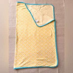 VTG 1990s Gymboree Rainbow Tag Baby Blanket Fish Net Print Yellow Blue Stripes